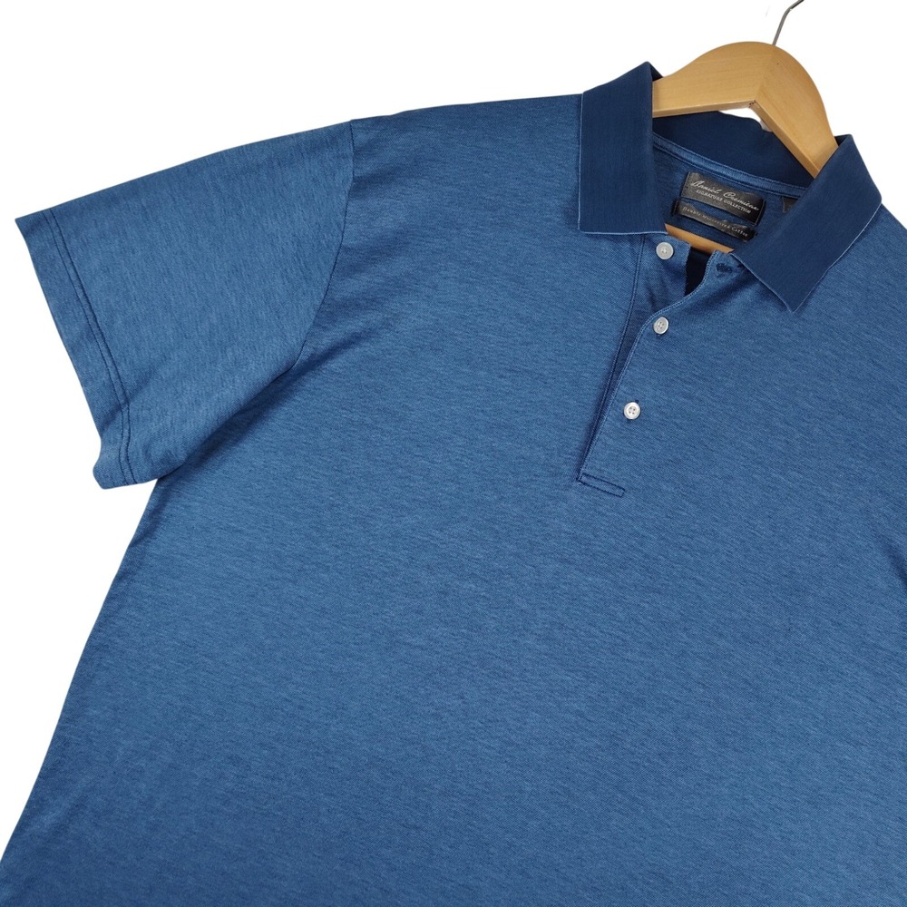Daniel Cremieux Signature Collection Blue Mercerized Cotton Polo Shirt Mens L